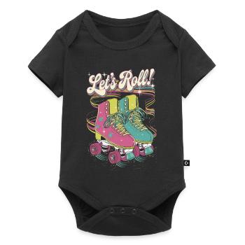 Let's Roll Buntes Retro-Rollschuh-Design - Baby Premium Kurzarmbody - Schwarz - Vorne