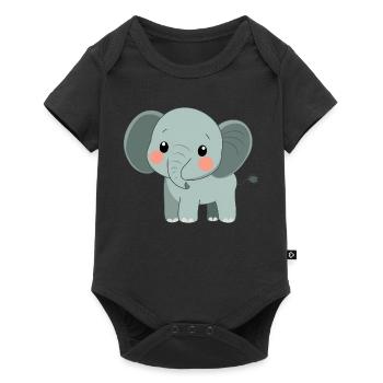 Éléphant mignon et heureux - Adorable dessin animé - Body à manches courtes Premium Bébé - noir - Devant