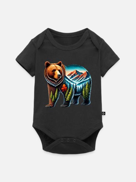 Bär - Baby Premium Kurzarmbody - Schwarz