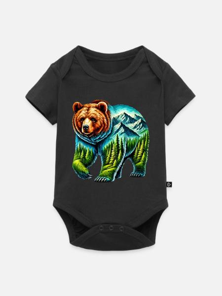 Bär - Baby Premium Kurzarmbody - Schwarz