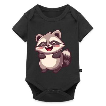 Mignon adorable raton laveur - Charmant dessin animé - Body à manches courtes Premium Bébé - noir - Devant