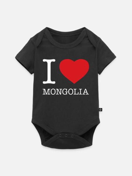 I LOVE MONGOLIA - Baby Premium Kurzarmbody - Schwarz