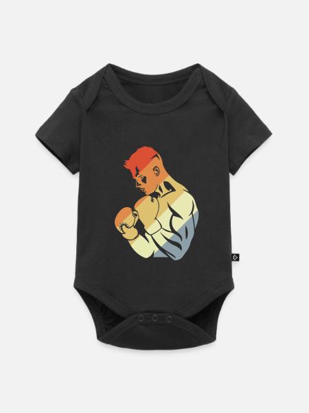 Retro Boxer - Baby Premium Kurzarmbody - Schwarz