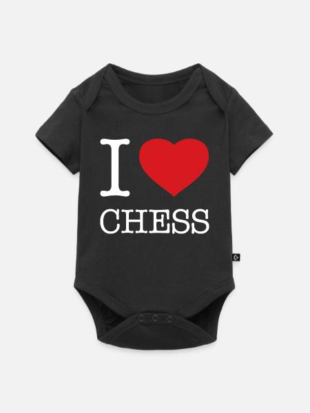 I LOVE CHESS - Baby Premium Kurzarmbody - Schwarz