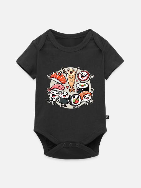 Sushi Freunde Maki Nigiri Sashimi Kawaii Geschenk - Baby Premium Kurzarmbody - Schwarz