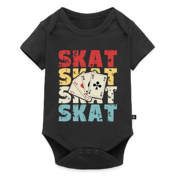 Skat Karten Retro Design - Baby Premium Kurzarmbody - Schwarz - Vorne
