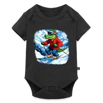 Skieur crocodile - Body à manches courtes Premium Bébé - noir - Devant