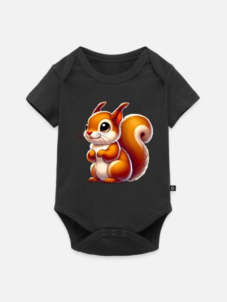 Eichhörnchen - Baby Premium Kurzarmbody - Schwarz