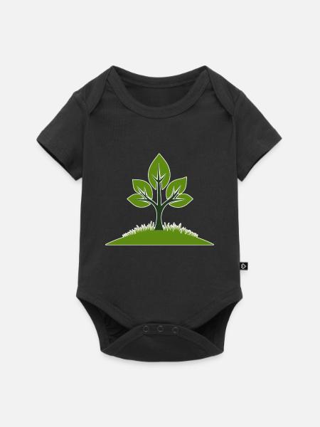 Lebendige Baumillustration für Naturfreundinnen - Baby Premium Kurzarmbody - Schwarz
