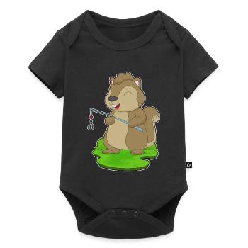 Pêche à la canne à pêche Squirrel Angler - Body à manches courtes Premium Bébé - noir - Devant