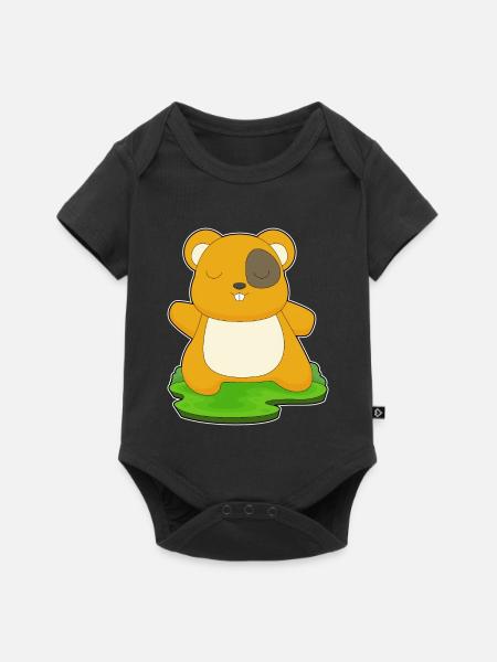 Hamster Yoga Fitness Gymnastik - Baby Premium Kurzarmbody - Schwarz