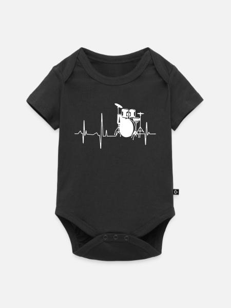 Rythme cardiaque du batteur - Body à manches courtes Premium Bébé - noir