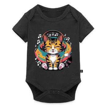 Conception de clé de chat de musique pour les musiciens et les musiciens - Body à manches courtes Premium Bébé - noir - Devant