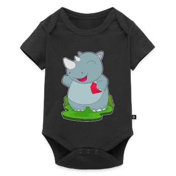 Nashorn Poker Pokerkarten - Baby Premium Kurzarmbody - Schwarz - Vorne