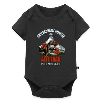 Unterschätze niemals eine alte Frau in den Bergen - Baby Premium Kurzarmbody - Schwarz - Vorne