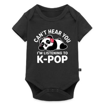 Cute Panda Listening to K-Pop - Baby Premium short-sleeve bodysuit - black - Front