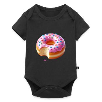 Zuckersüßer Pinkdonut mit Streuseln - Baby Premium Kurzarmbody - Schwarz - Vorne
