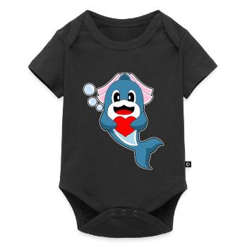Dauphin Mariée Coeur Mariage - Body à manches courtes Premium Bébé - noir - Devant