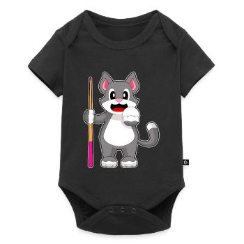 Cat Billiard Cue - Baby Premium short-sleeve bodysuit - black - Front