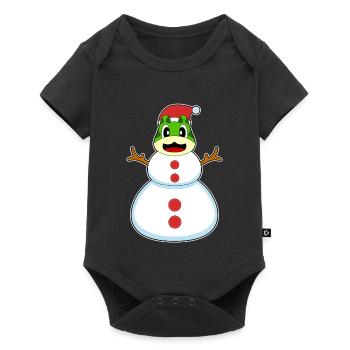 grenouille bonhomme de neige de Noël - Body à manches courtes Premium Bébé - noir - Devant