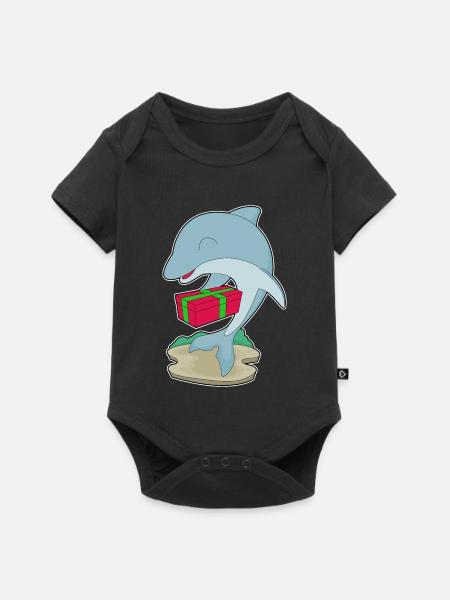Delfin Weihnachten Paket - Baby Premium Kurzarmbody - Schwarz
