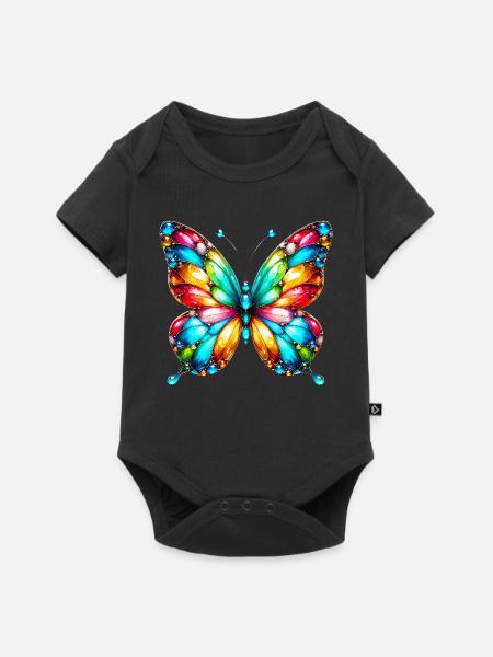 Schmetterling - Baby Premium Kurzarmbody - Schwarz