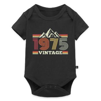 Geburtstag 1975 Retro Natur Wandern Berge - Baby Premium Kurzarmbody - Schwarz - Vorne
