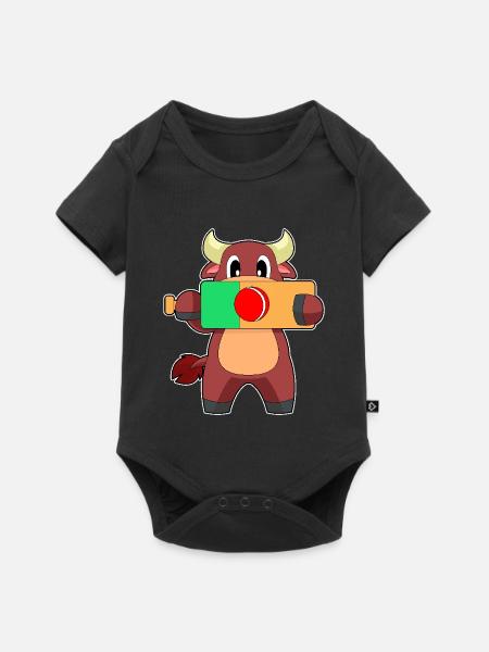 Stier Cricket Cricketschläger - Baby Premium Kurzarmbody - Schwarz