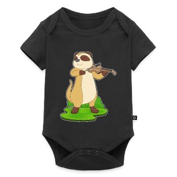 Musicien de suricate Musique de violon - Body à manches courtes Premium Bébé - noir - Devant