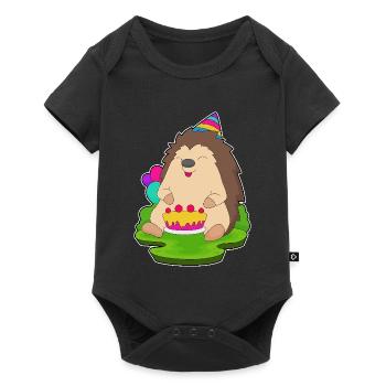 Hedgehog Birthday Cake - Baby Premium short-sleeve bodysuit - black - Front