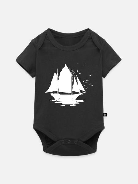 Segelschiff Skizze - Baby Premium Kurzarmbody - Schwarz