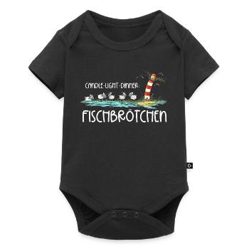 Candle Light Dinner Fischbrötchen Meer Spruch - Baby Premium Kurzarmbody - Schwarz - Vorne