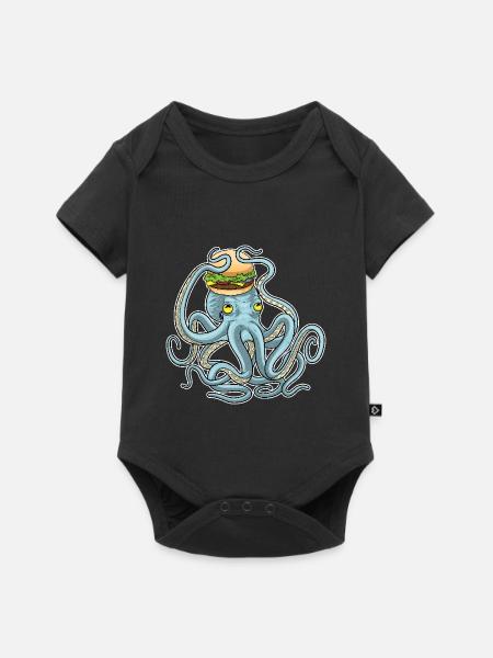 Krake Cheeseburger - Baby Premium Kurzarmbody - Schwarz