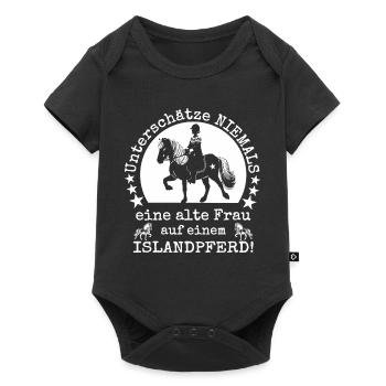 Islandpferd Tölt Reiterin Unterschätze nie - Baby Premium Kurzarmbody - Schwarz - Vorne