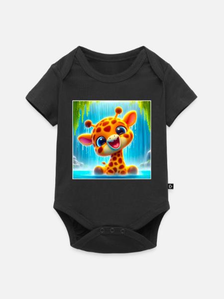 Giraffe - Baby Premium Kurzarmbody - Schwarz