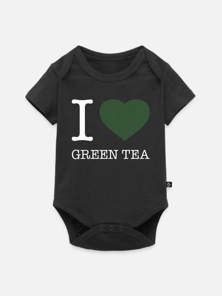 I LOVE GREEN TEA - Baby Premium Kurzarmbody - Schwarz