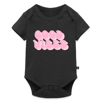 Positive Vibes - Police de bulles rétro - Body à manches courtes Premium Bébé - noir - Devant