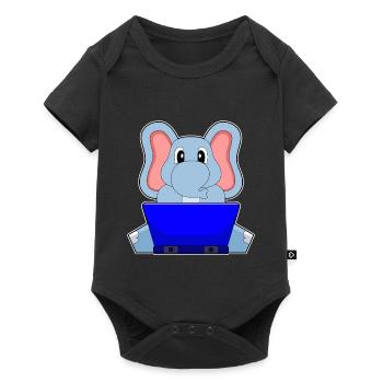 Elephant Laptop - Baby Premium short-sleeve bodysuit - black - Front