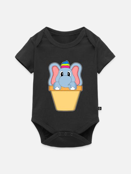Elefant Waffeleis - Baby Premium Kurzarmbody - Schwarz