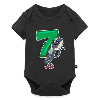 7th Birthday Motif Monkey - Seven Years Old - Baby Premium short-sleeve bodysuit - black - Front