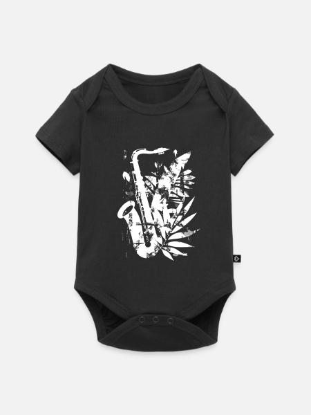 Saxophon Cartoon Stil - Baby Premium Kurzarmbody - Schwarz