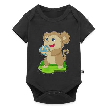 Monkey Volleyball Player Volleyball - Baby Premium short-sleeve bodysuit - black - Front