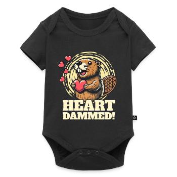 Heart Dammed - Cute Beaver Design for Valentine's Day - Baby Premium short-sleeve bodysuit - black - Front