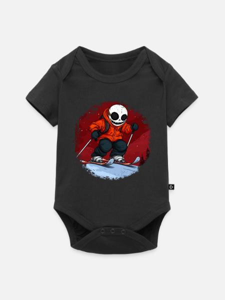 Skifahrer Totenkopf - Baby Premium Kurzarmbody - Schwarz