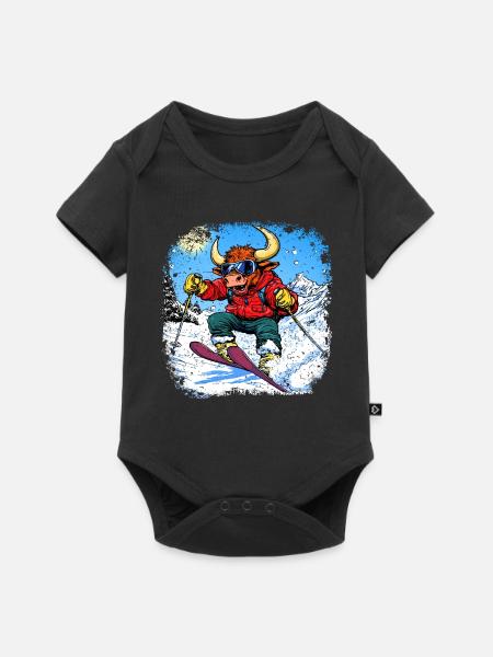 Ski Stier - Baby Premium Kurzarmbody - Schwarz