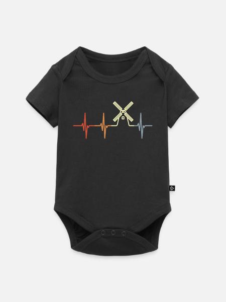 Windmühle Kardiogramm - Baby Premium Kurzarmbody - Schwarz