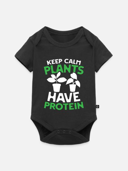 Keep calm plants have protein - Baby Premium Kurzarmbody - Schwarz