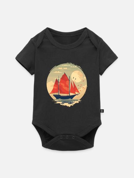 Segelschiff Porträt - Baby Premium Kurzarmbody - Schwarz