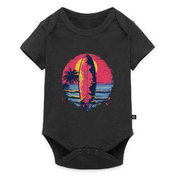 Planche de surf Synthwave - Body à manches courtes Premium Bébé - noir - Devant