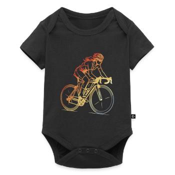Retro Female Cyclist Line Art - Baby Premium short-sleeve bodysuit - black - Front